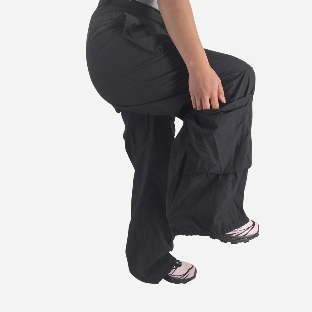 HM black baggy parachute pants